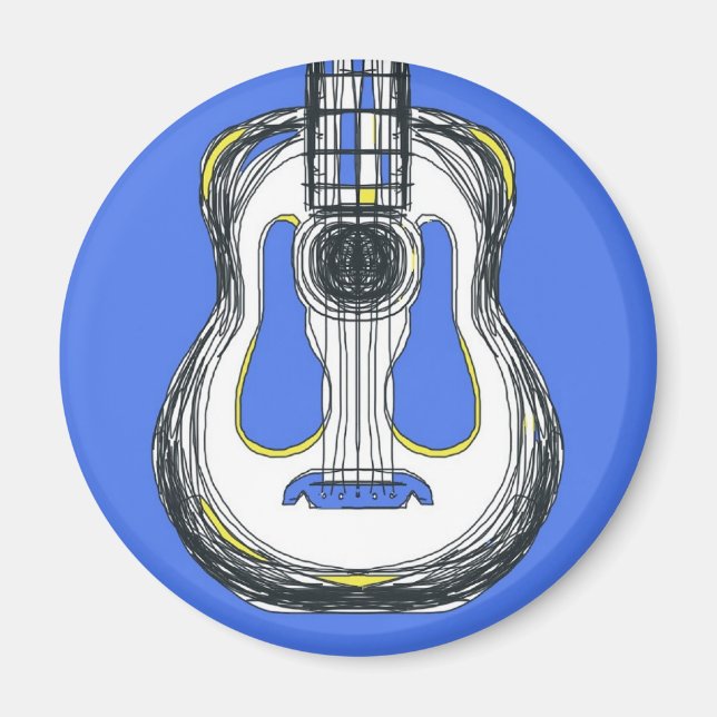 Íman Imagem de Face Monstro de Violão Azul (Frente)