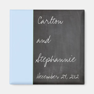Íman Imagem de Favor de Casamento Azul Chalkboard