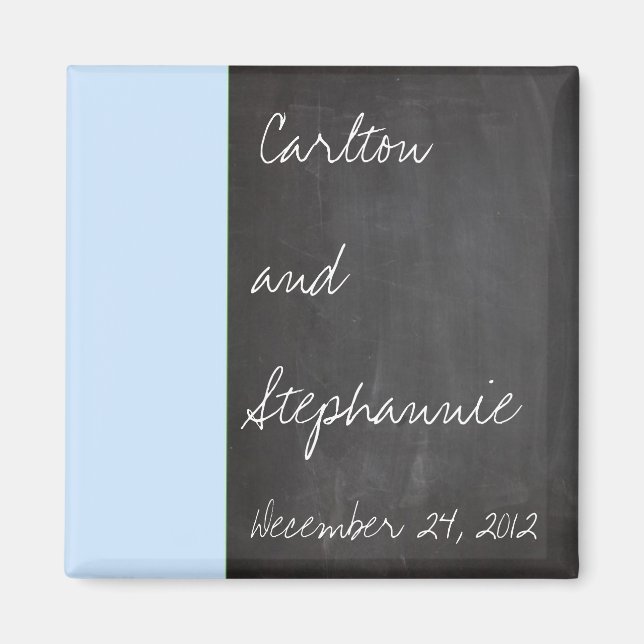Íman Imagem de Favor de Casamento Azul Chalkboard (Frente)