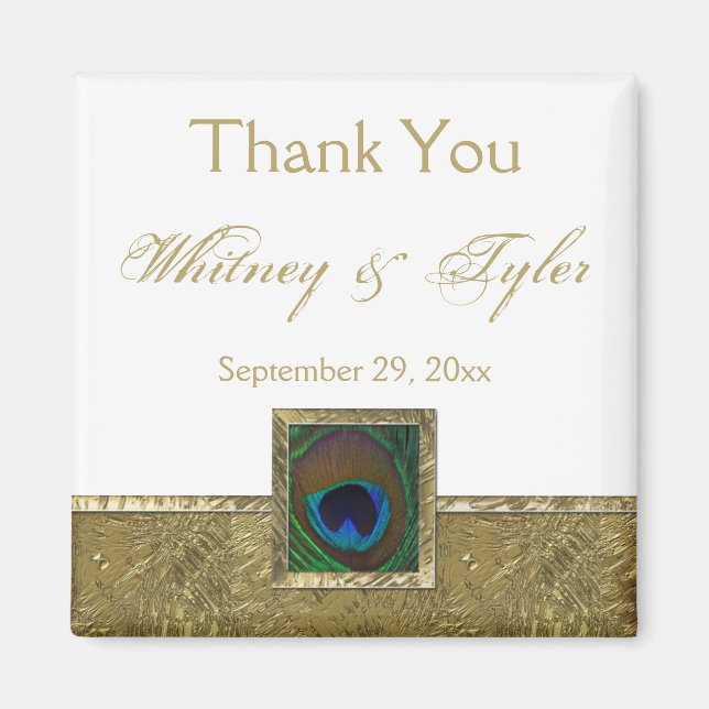 Íman Imagem de Favor de Casamento de Penas Branca, Dour (Frente)