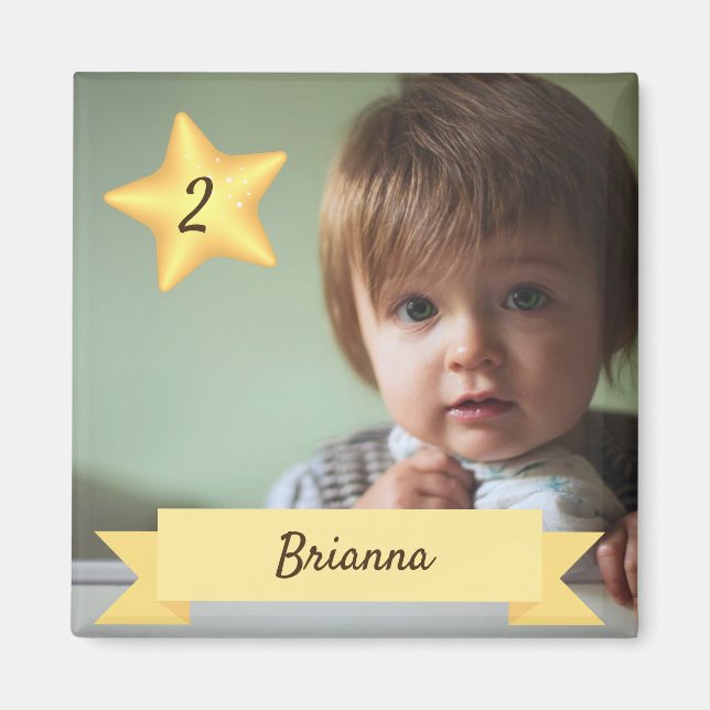 Íman Imagem de Fotos Personalizada com Nome e Idade da  (Frente)