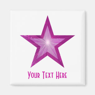 Íman Imagem de geladeira 'Seu texto' em estrela rosa, b