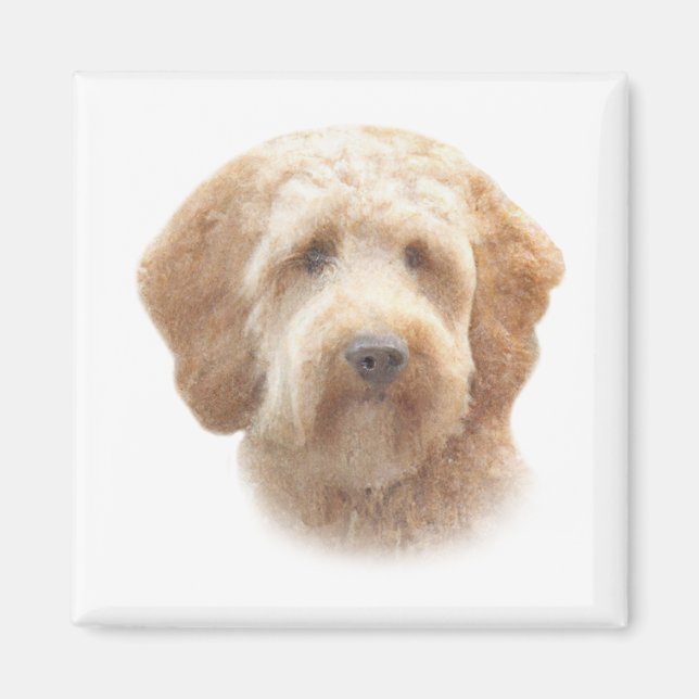 Íman Imagem de Goldendoodle com Cores Aquáticas (Frente)