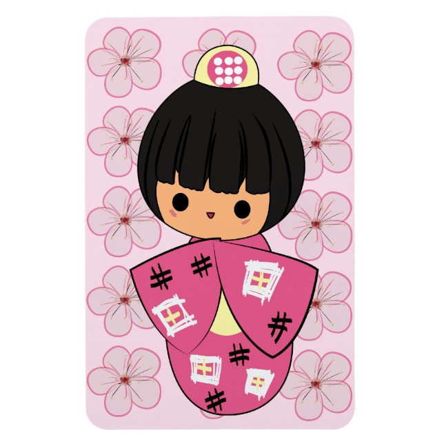 Íman Imagem de Kawaii Kokeshi Doll (Vertical)