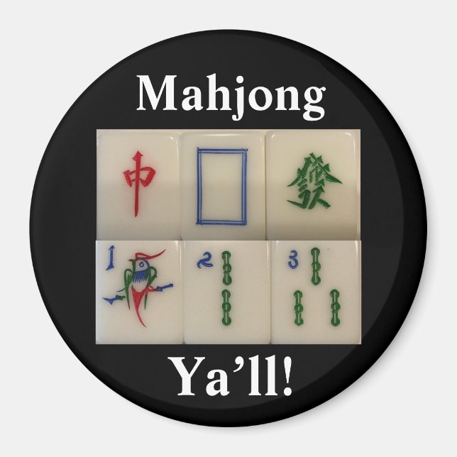 Íman Imagem de Mahjong engraçada com azulejos de bambu (Frente)
