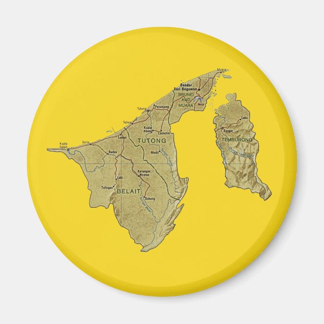 Íman Imagem de Mapa Brunei (Frente)