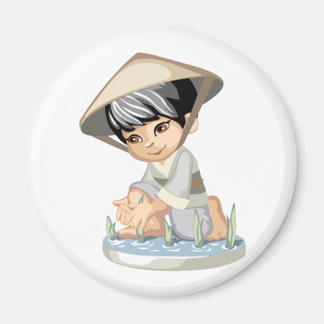 Íman Imagem de Menino Asiático (Frente)