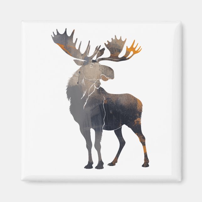 Íman Imagem de Moose Wildlife Natureza Silhouette Joy (Frente)