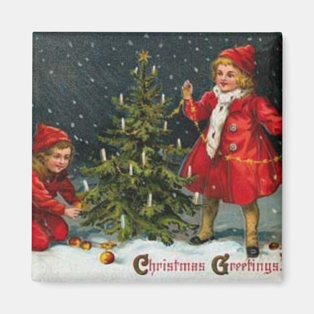 Íman Imagem de Natal das Crianças Vitorianas (Frente)