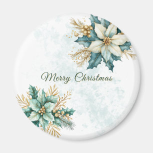 Íman Imagem de Natal Floral de Teal de Água