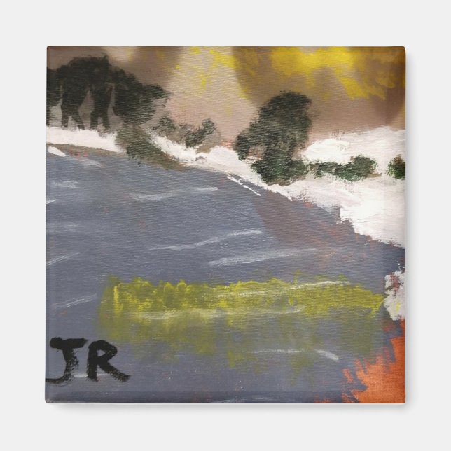 Íman Imagem de pintura de paisagem do lago de neve (Frente)