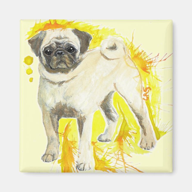 Íman Imagem de Pug de Aquarela (Frente)