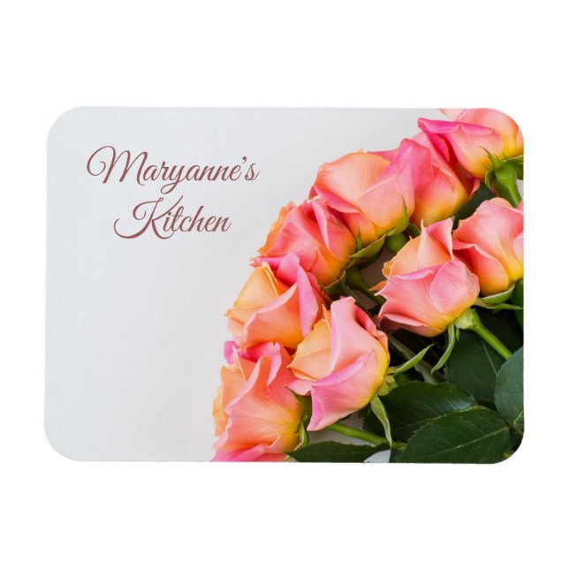 Íman Imagem de Rosas de texto personalizado (Horizontal)