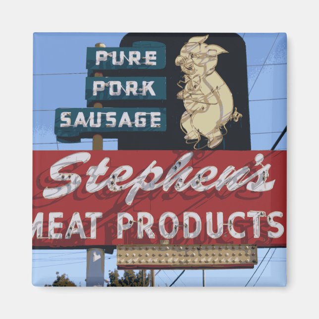 Íman Imagem de Sinal de "Stephen's Meats" Iconic Neon (Frente)