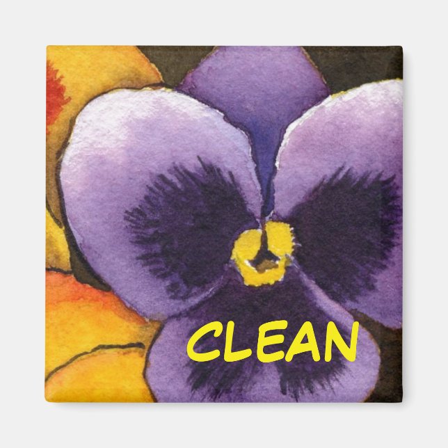 Íman Imagem de status da lavadora de louça limpa "Pansy (Frente)
