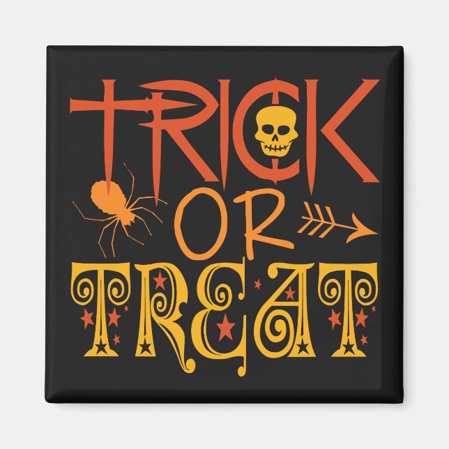 Íman Imagem de Trick ou Tratar Halloween (Frente)
