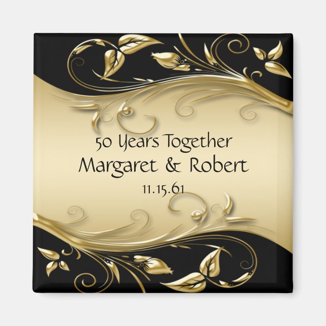 Íman Imagem do 50º Aniversário Dourado e Preto (Frente)