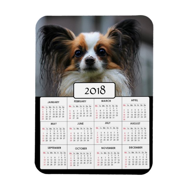 Íman Imagem do Calendário 2018 Personalizada do Cachorr (Vertical)