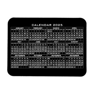 Íman Imagem do Calendário 2025 Preto