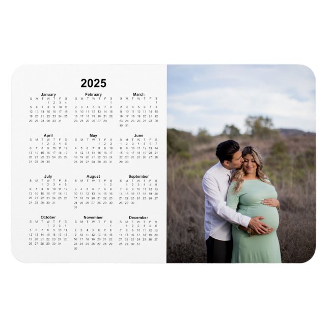 Íman Imagem do Calendário mensal de 2025 com Foto (Horizontal)