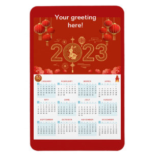 Íman Imagem do Cartão do Calendário do Coelho 2023 Chin