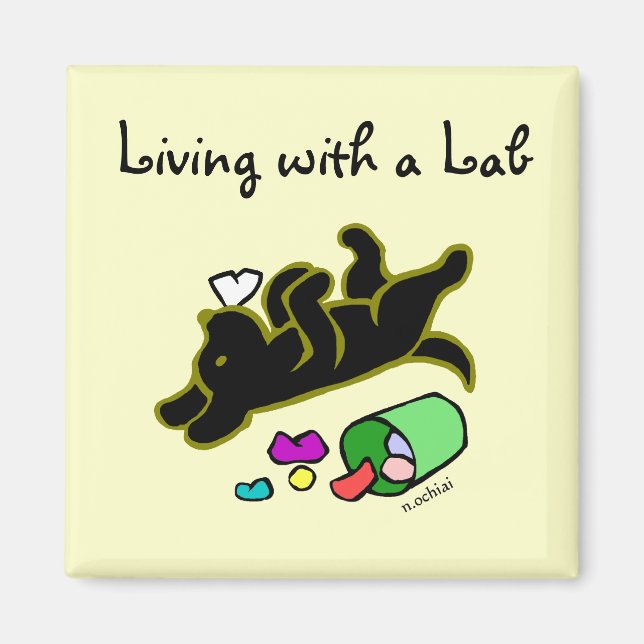 Íman Imagem do Cartoon Negro Engraçado Labrador (Frente)