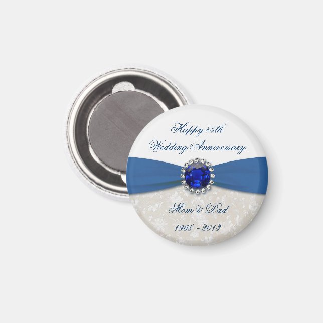 Íman Imagem do Damask 45th Wedding Anniversário (Front/Back)