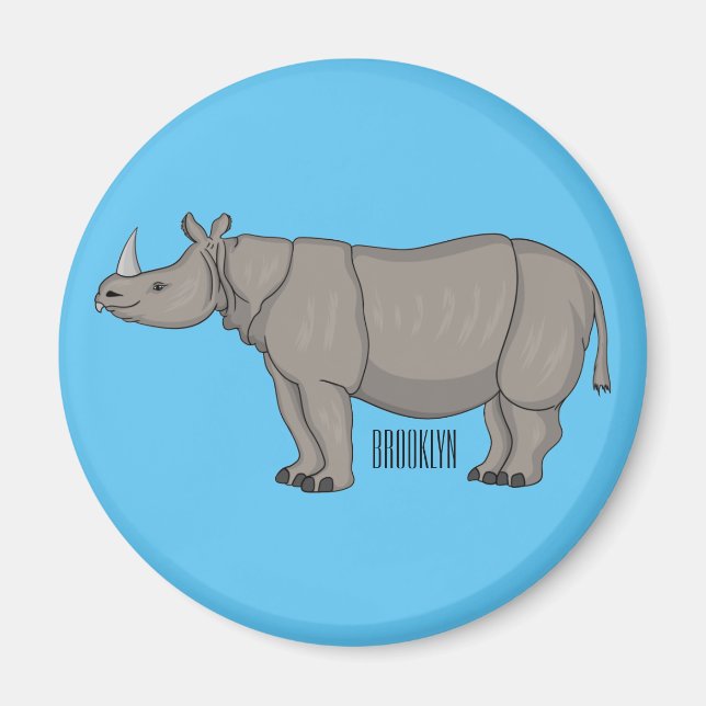 Íman Imagem do desenho animado de Javan rhinoceros (Frente)