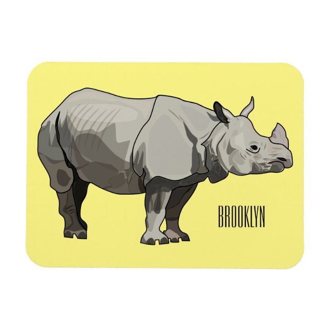 Íman Imagem do desenho animado de Javan rhinoceros (Horizontal)