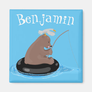 Íman Imagem do desenho animado de pesca de filhotes de 