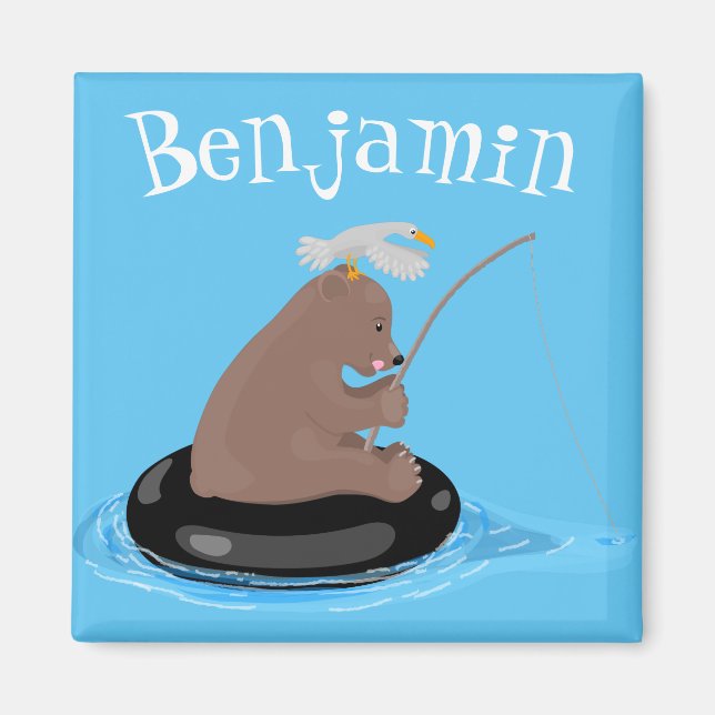 Íman Imagem do desenho animado de pesca de filhotes de  (Frente)