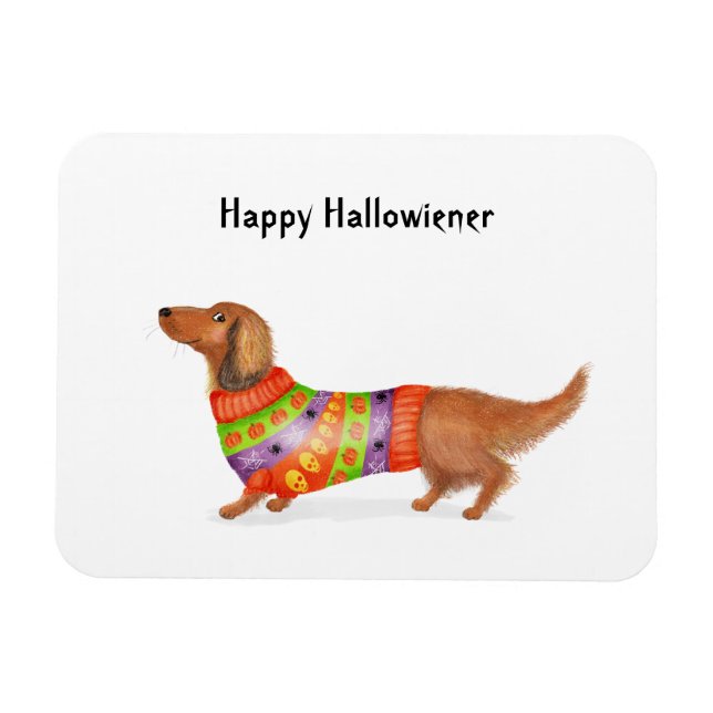 Íman Imagem do Feliz Hallowiener Dachshund Halloween (Horizontal)