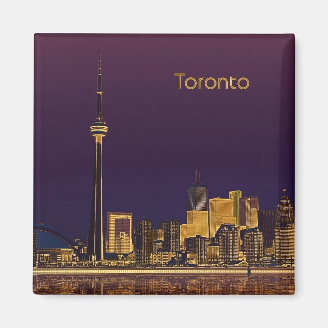 Íman Imagem do horizonte noturno de Toronto (Frente)