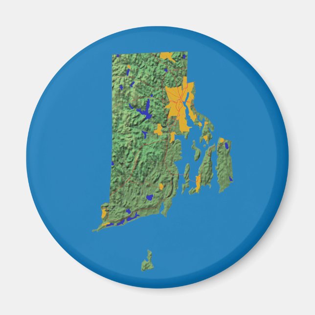 Íman Imagem do Mapa da Ilha Rhode (Frente)