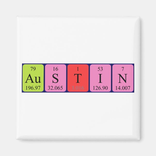 Íman Imagem do nome da mesa periódica Austin (Frente)