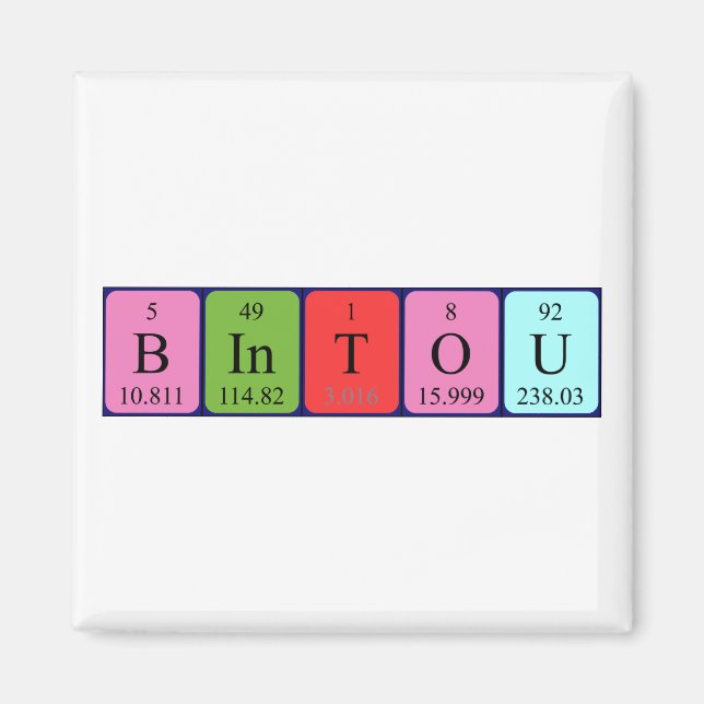 Íman Imagem do nome da mesa periódica Bintou (Frente)