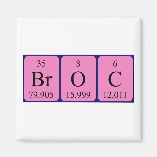 Íman Imagem do nome da mesa periódica Broc (Frente)