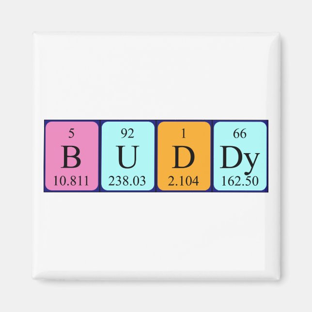 Íman Imagem do nome da mesa periódica Buddy (Frente)