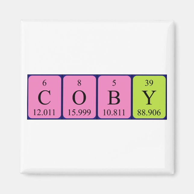 Íman Imagem do nome da mesa periódica Coby (Frente)
