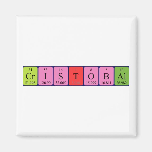 Íman Imagem do nome da mesa periódica Cristobal (Frente)