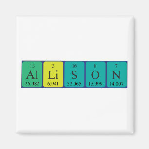 Íman Imagem do nome da mesa periódica da Allison