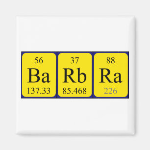 Íman Imagem do nome da mesa periódica da Barbra