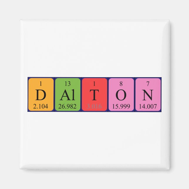 Íman Imagem do nome da mesa periódica Dalton (Frente)