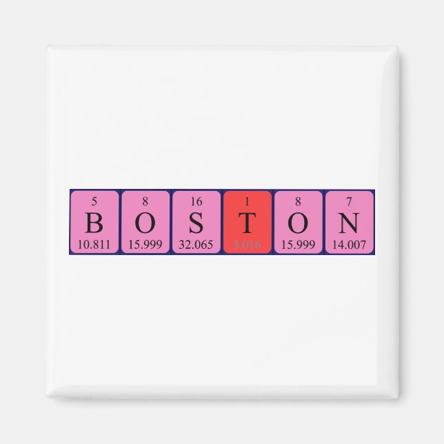 Íman Imagem do nome da mesa periódica de Boston (Frente)