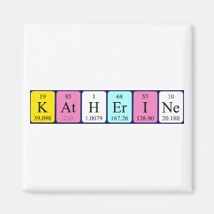 Íman Imagem do nome da mesa periódica de Katherine