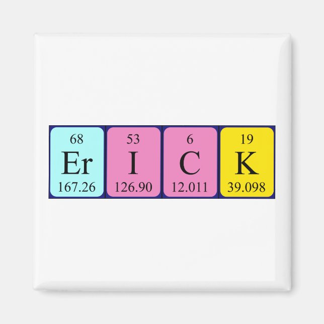 Íman Imagem do nome da mesa periódica Erick (Frente)