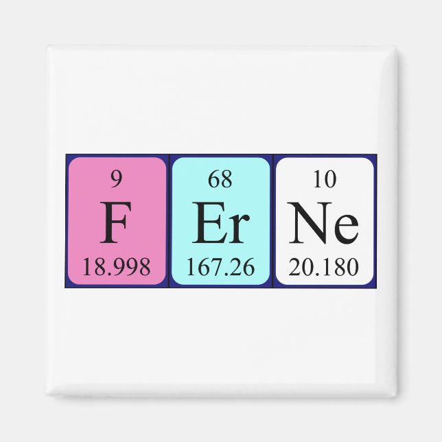Íman Imagem do nome da mesa periódica Ferne (Frente)