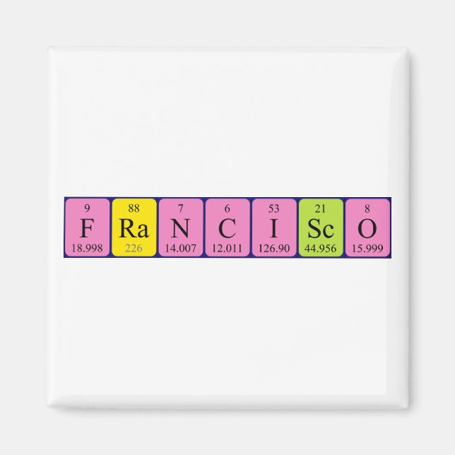 Íman Imagem do nome da mesa periódica Francisco (Frente)