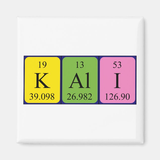 Íman Imagem do nome da mesa periódica Kali (Frente)