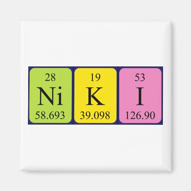 Íman Imagem do nome da mesa periódica Niki (Frente)